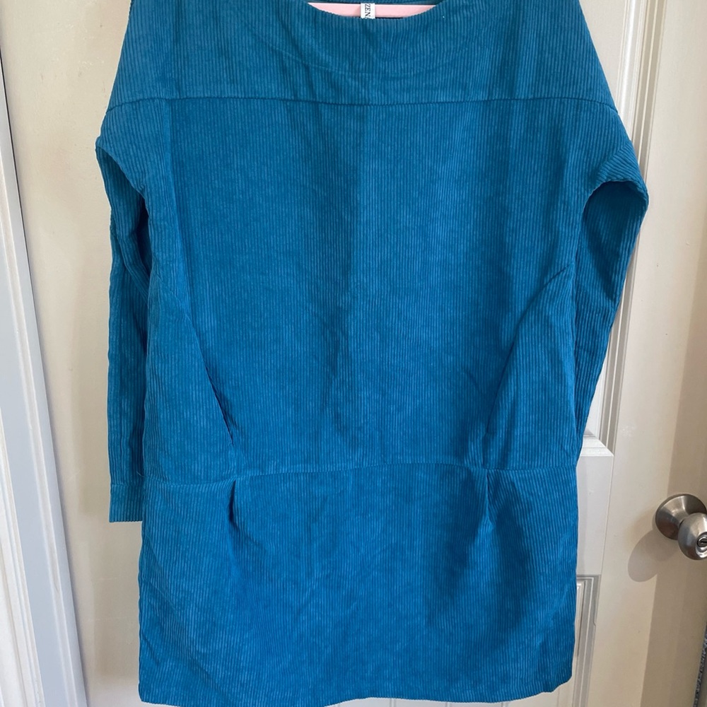 Zenana Outfitters Teal Corduroy Midi Dress